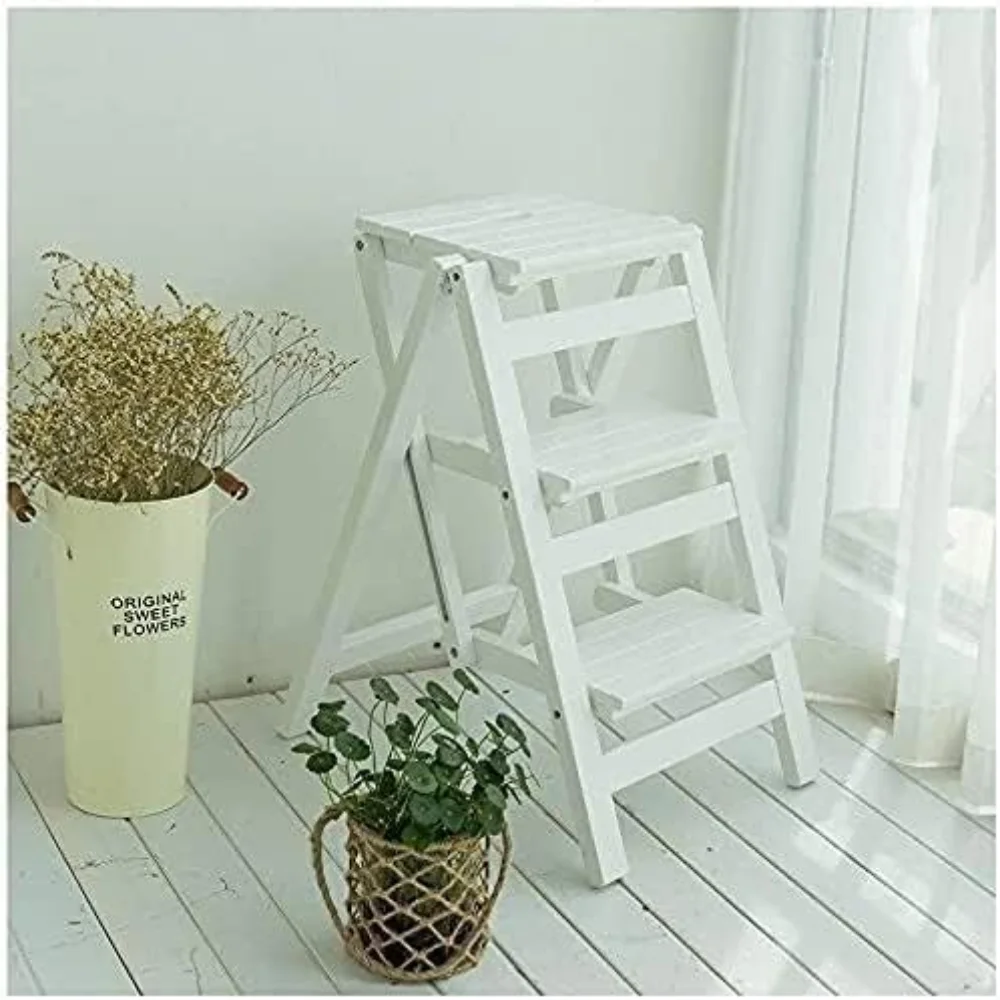 

Step Stools for Seniors Ladder Stool Indoor Multifunctional Folding Ladder Solid Wood Thickened Three-Step Herringbone Ladder