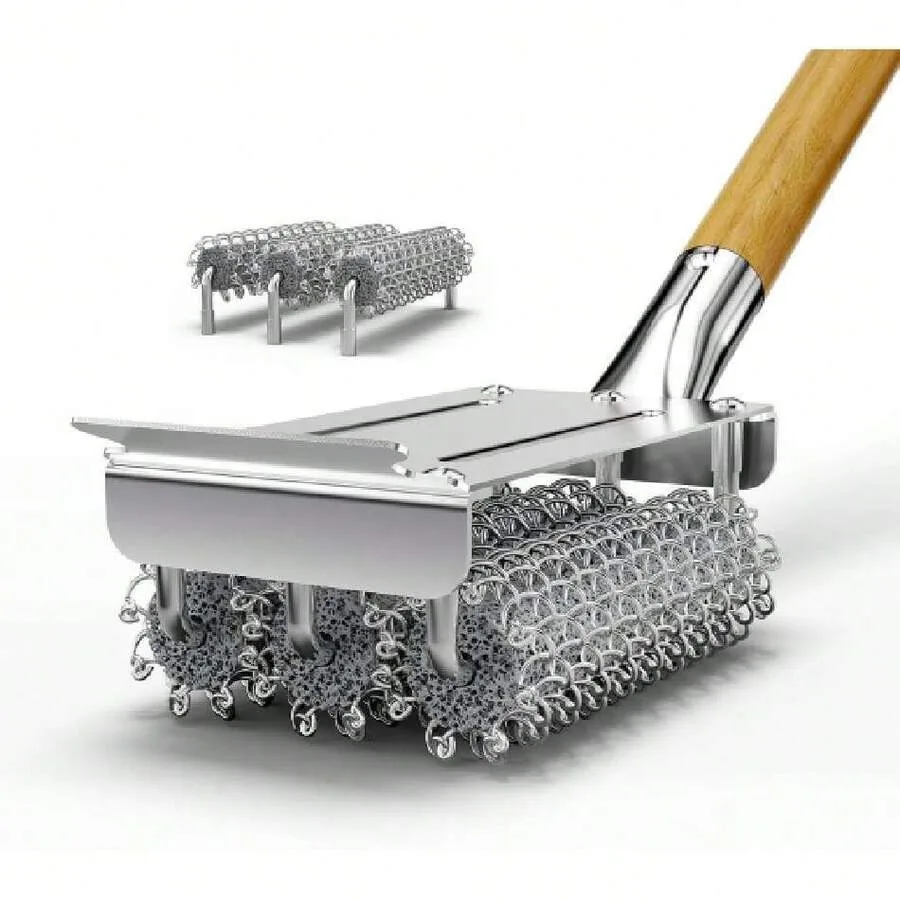 

【New style】Grill Brush And Scraper Bristle Free With 3 Replacement Head 304 Stainless Steel Grill Accessories, BBQ Cleaner Brus