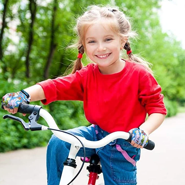 Guantes de ciclismo con relleno de Gel para niños y niñas, manoplas de medio dedo para bicicleta al aire libre, manoplas calientes y húmedas, envío directo, 2 a 12 unidades