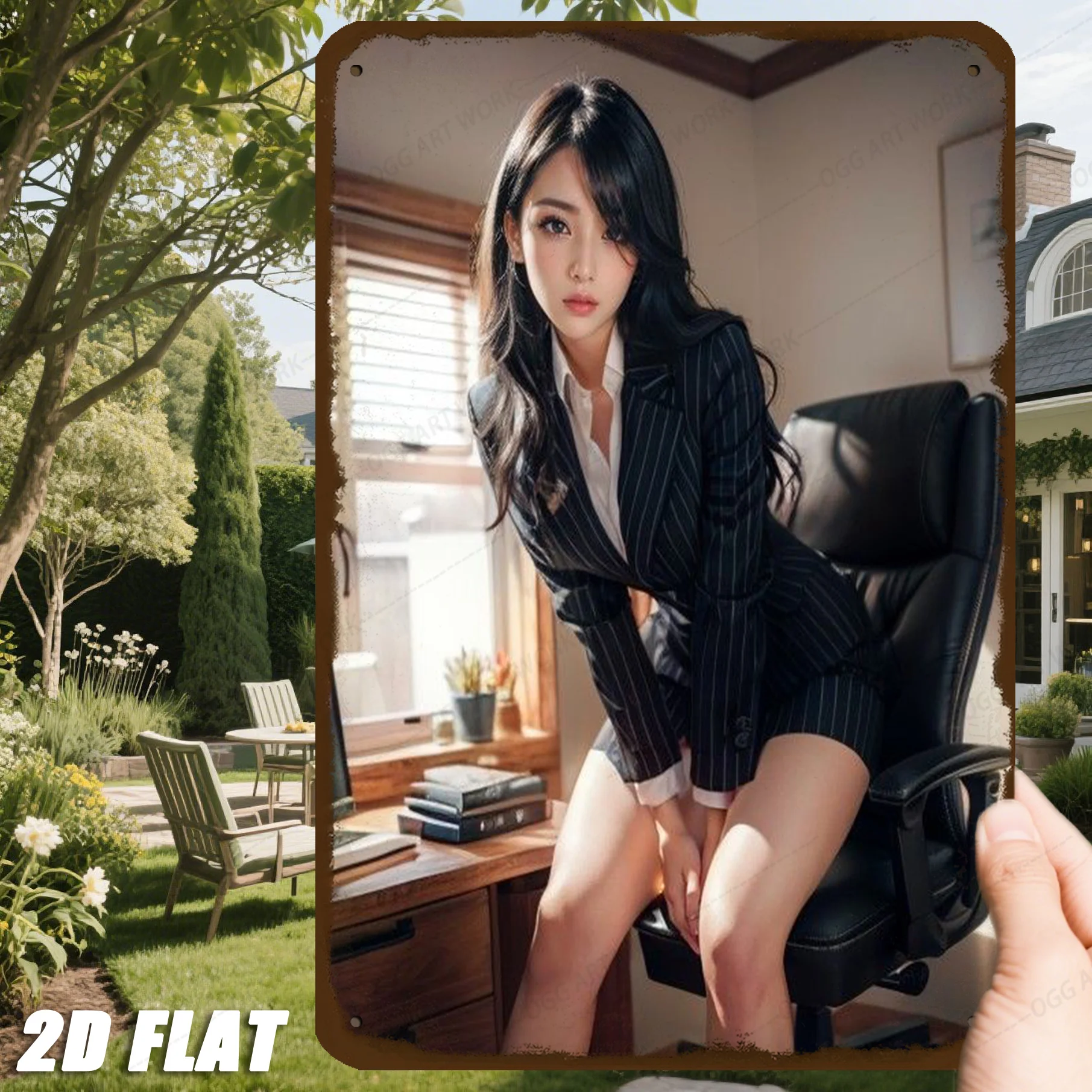 

Office Lady Retro Metal Wall Art Vintage Tin Sign Home Cafe Decor