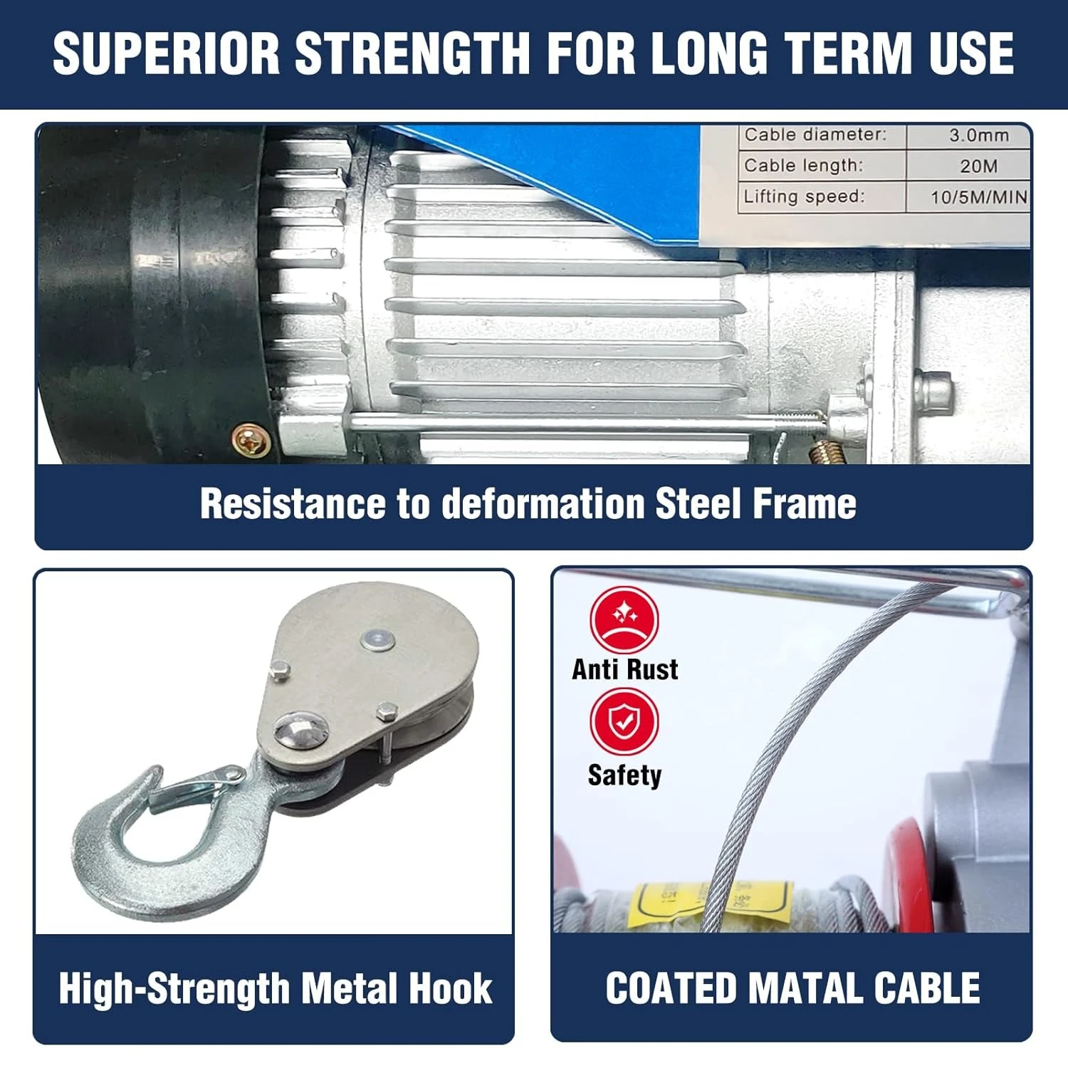 ZZC-رافعة كهربائية، رافعة كهربائية 1320 رطل مع جهاز تحكم عن بعد لاسلكي/سلكي 2 في 1، ونش رافعة كهربائية 110 فولت مع جهاز تحكم عن بعد #5