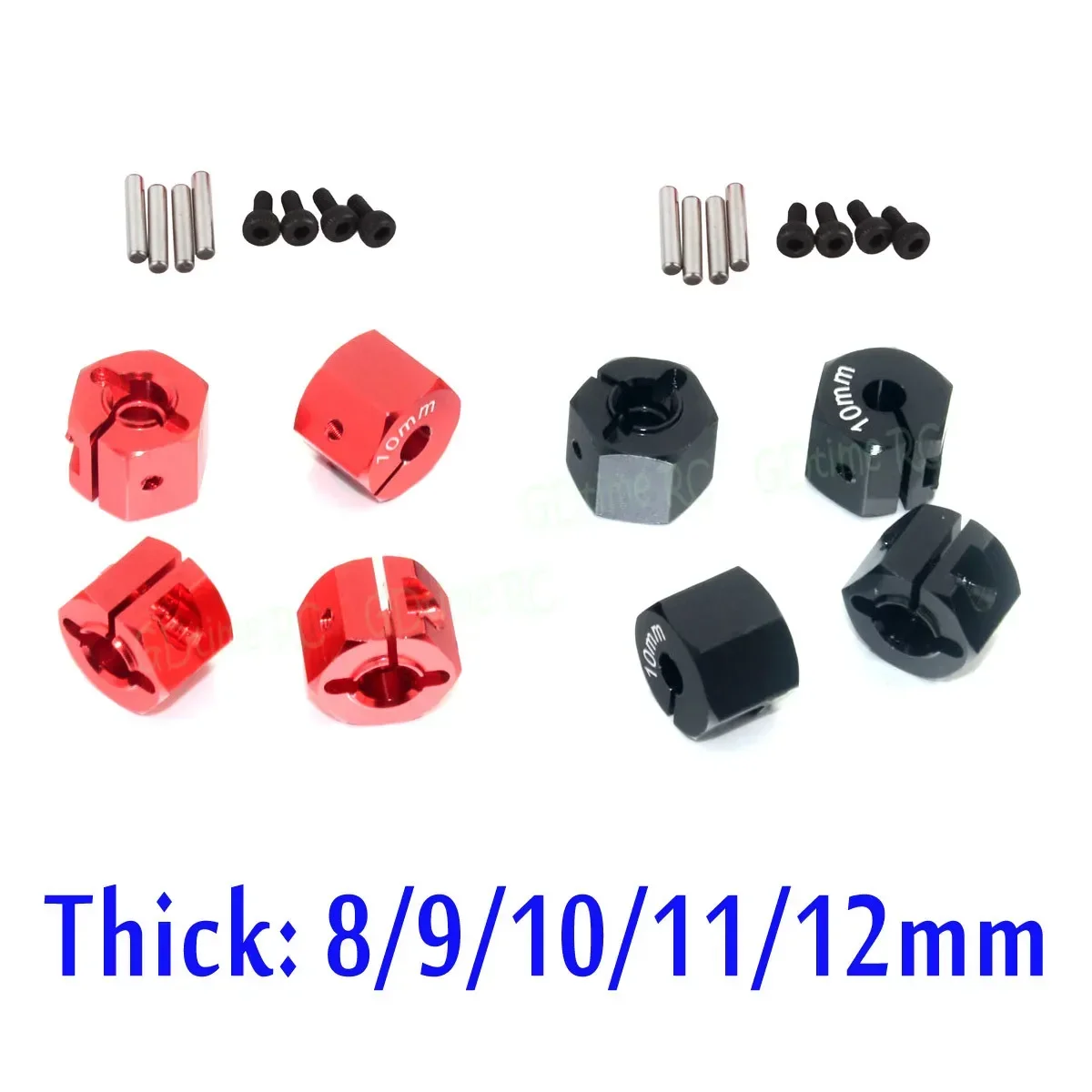 4pcs Thickness 8/9/10/11/12mm Aluminum Wheel 12mm Hex Mount Hole 4mm For RC Car 1/10 Traxxas SCX10 RC4WD D90 Slash Upgrade Parts