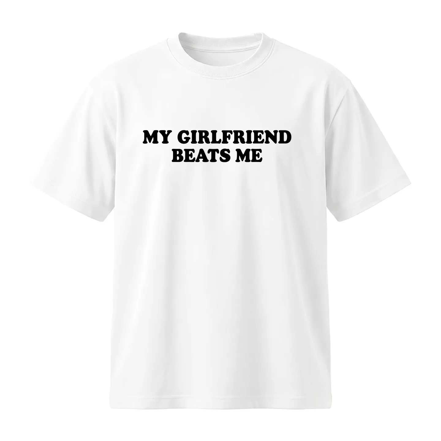 

Футболка с коротким рукавом из чистого хлопка American Creative Sweethearts Outfit, с надписью MY GIRLFRIEND BEATS ME, в стиле Half Sleeve