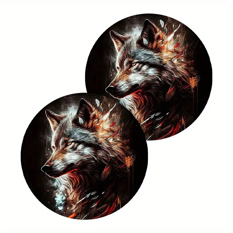 Picture 6: Gray Wolf Pattern Car Cup Holders: Non-Slip, Shock-Proof, And Stylish For Your Vehicle - Perfect Party Gift!