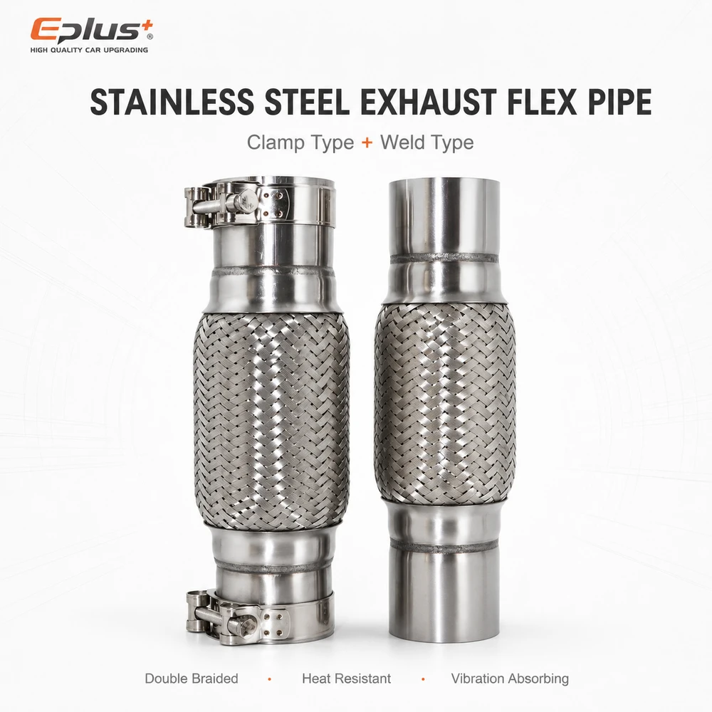 Car Exhaust Flexible Pipe Stainless Steel Exhaust Flex Connector Muffler Flexible Hose Weld & Clamp Reduce Vibration