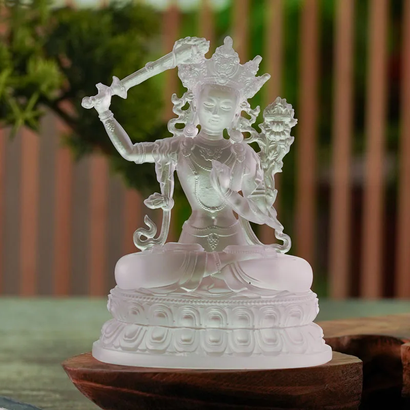 Coloured Glaze Mini Buddha Sculpture, Small Buddha Statue, Green Tara Bodhisattva, Amyokitesvara Incarnation Painted Buddha, 1Pc