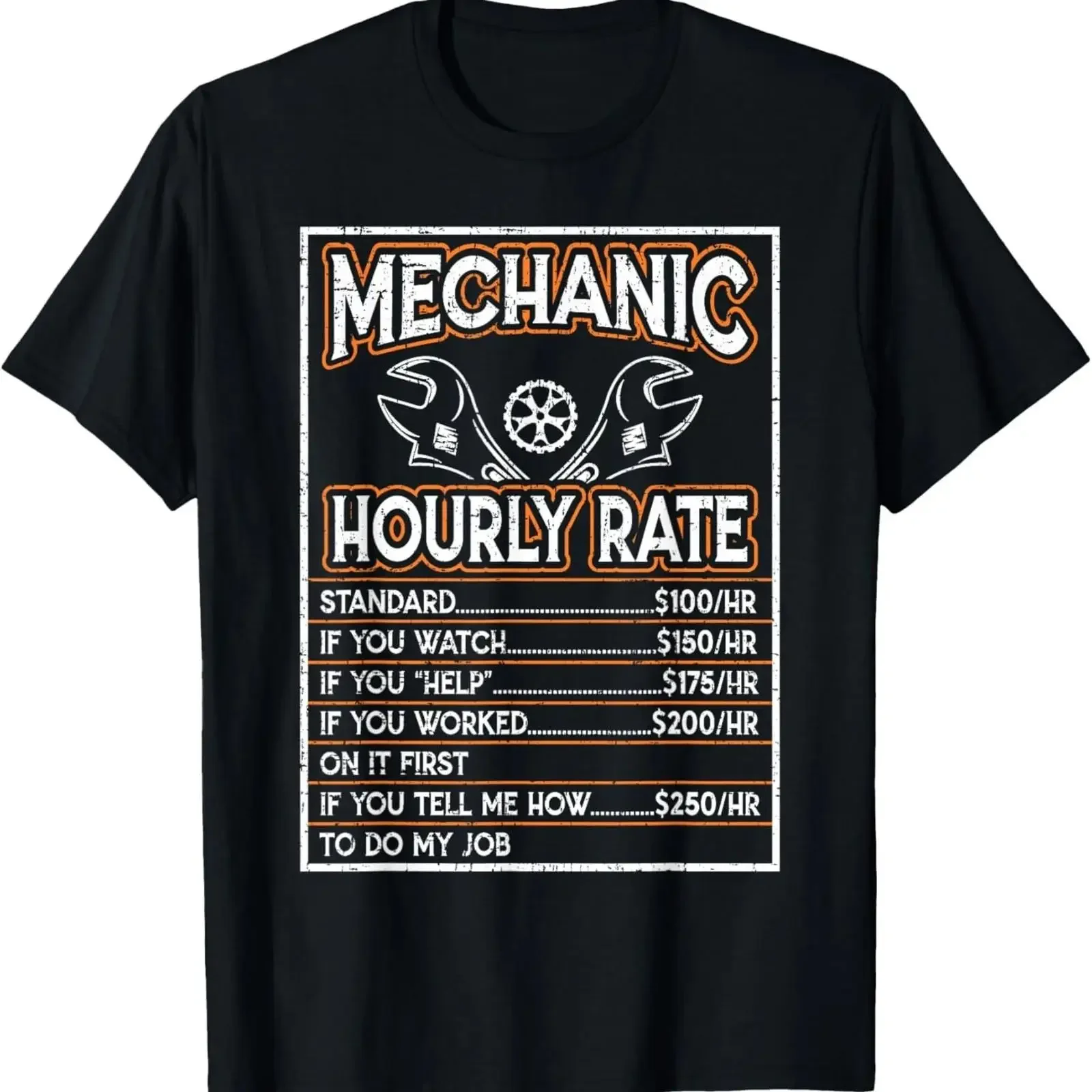 Funny Mechanic Hourly Rate Labor Rates T Shirt vintage Washed Soft homme Comfortable graphic Casual Top For Everyday Wear