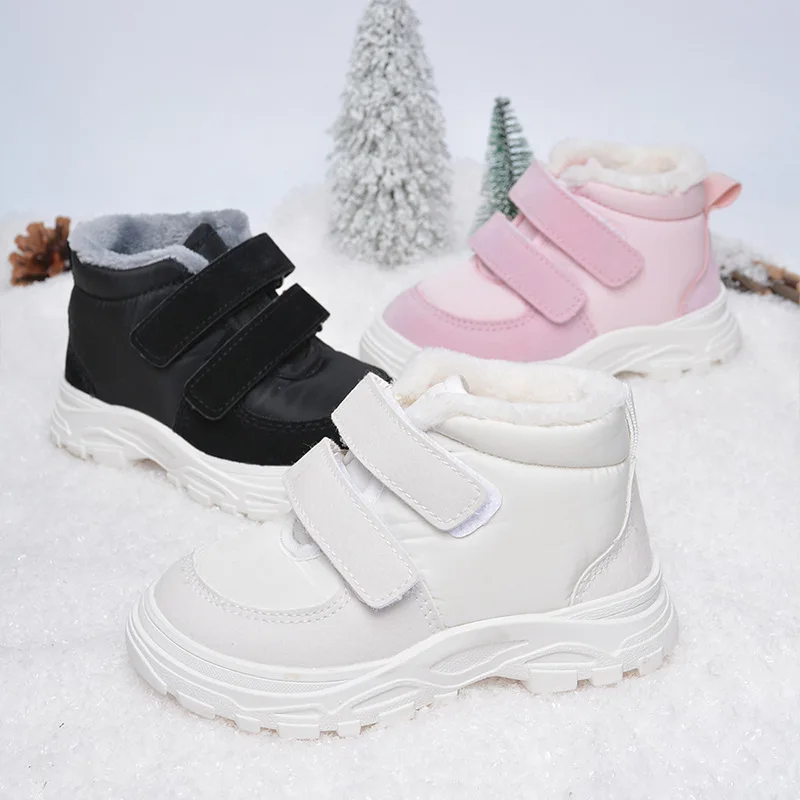 Kinder Plüsch Baumwolle Stiefel Niedrigen Put Samt Weichen Boden Baumwolle Stiefel Halten Warme Winter Freizeit Kinder Schnee Rosa Stiefel