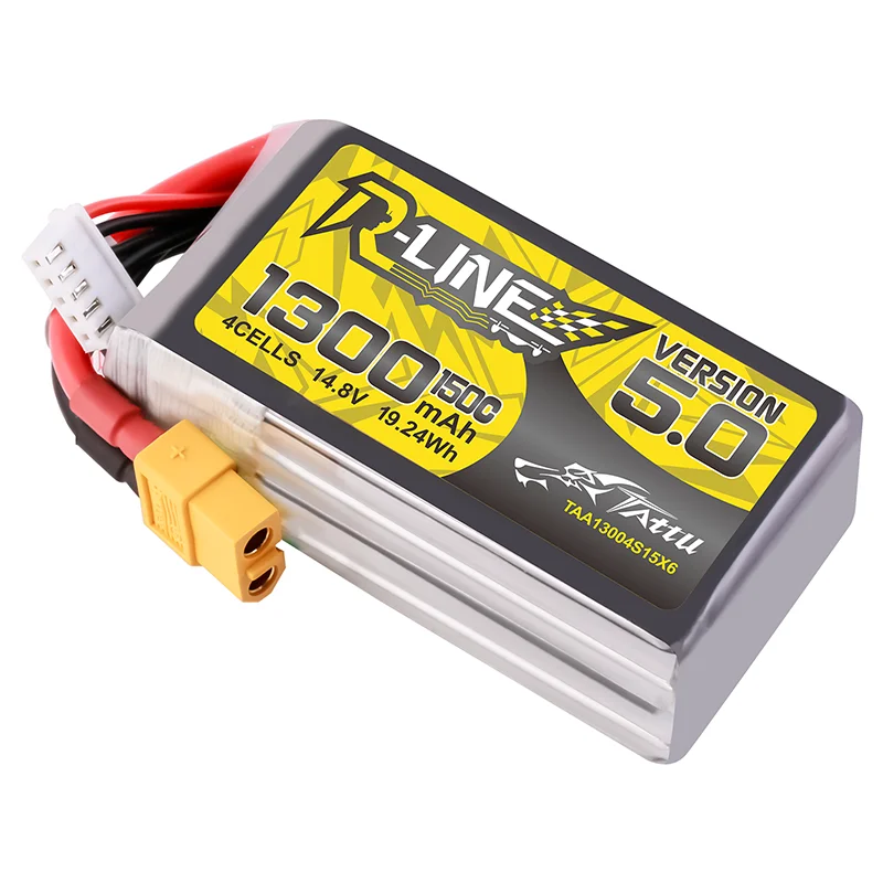 Imagem -03 - Bateria Lipo para Helicóptero rc Quadcopter Fpv Racing Drone Parts com Xt60 Plug Tattu-r-line 5.0 14.8v 4s 1300mah 150c Pcs