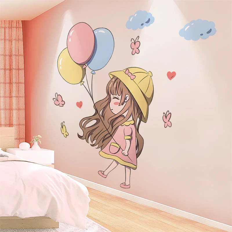 

[SHIJUEHEZI] Girl Wall Stickers Vinyl DIY Balloons Mural Decals for Kids Rooms Baby Bedroom Children Nursery House Decoration