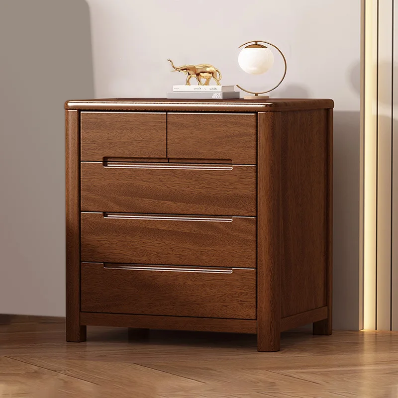 All solid wood six-chest cabinet five-chest cabinet walnut bedside table