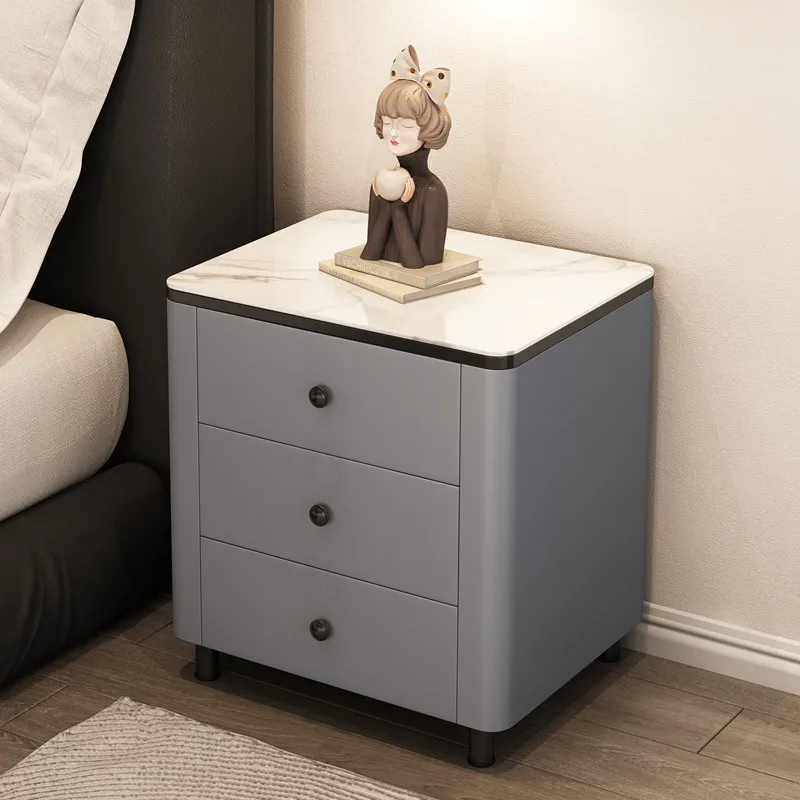 

Bedside table Light luxury bedroom Simple modern high-end Italian minimalist cream style three pumping chest