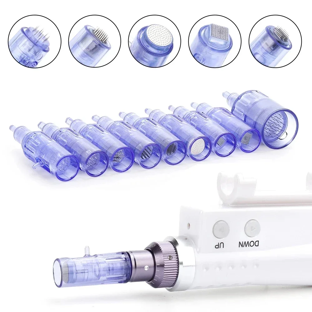 10/30/50pcs Hydra Pen Cartridges Screw Derma Stamp 9/12/24/36/42pin Nano Facial Meso Injector Pen Cartridges with Syringe Tube