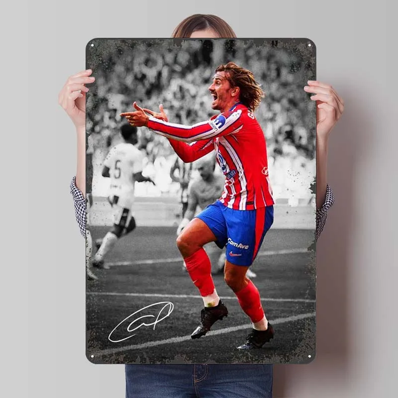 Antoine Griezmann Metal Poster Soccer Sports Custom Signs Retro Metal Tin Sign for Wall Art Decoration Vintage Home Decor Items