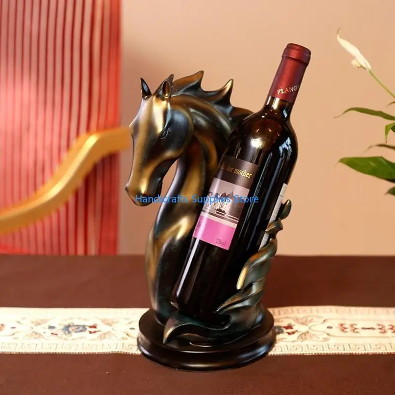 

R1WA Horse Wine Rack Resin Animal Statue Wine Bottle Holder Display Shelf for Home Wedding Party Romantic Dinner for Gift
