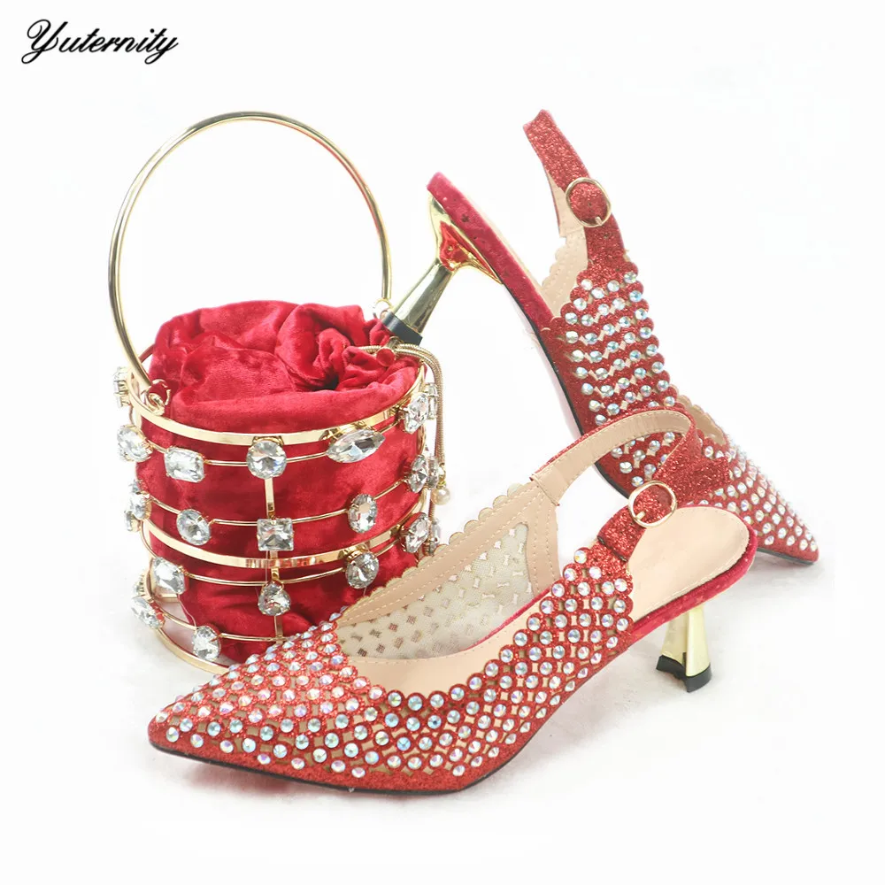 Italian Summer Shoes With Matching Bags Set Hot African Women Party Shoes And Bag Sets Pink Color Women Sandals And Purse Set