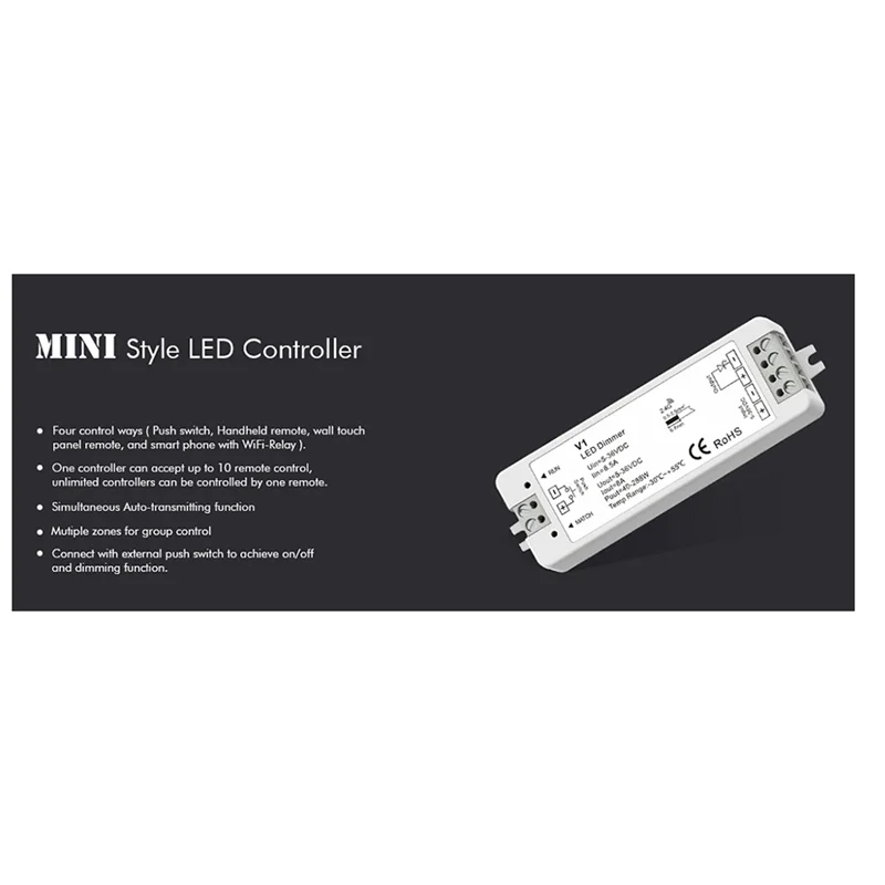 A01F-RF Mini-Stil LED-Dimmer-KIT Innenbeleuchtung 12V 24V 1CH einfarbiger LED-Dimmcontroller