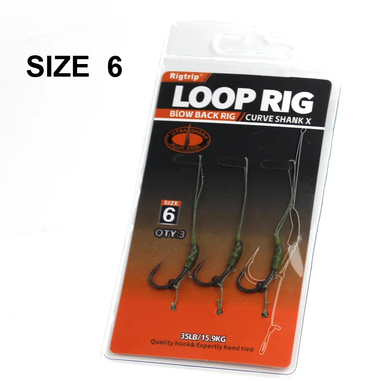 Karpfenangelschnur Hair Rig Loop Rigs fertig gebundene Soft-Hook-Link-Abschnitte, die mit Booms Loop Combi Rigs verwendet werden