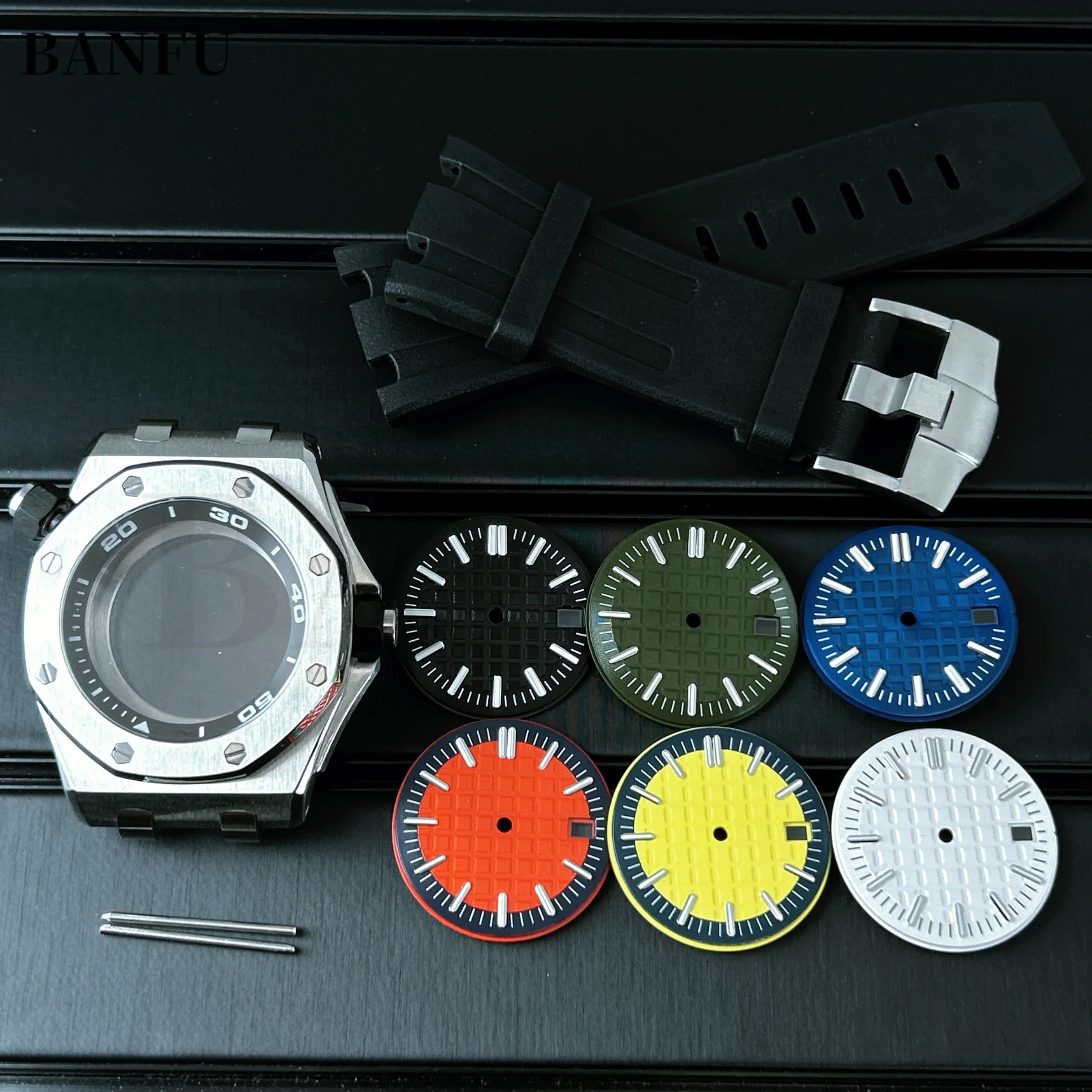 42-mm-Uhrengehäuse-Kit, Konvertierung, APSi-Gehäuse, NH36, mechanisches Uhrengehäuse mit Saphirglas, Grenadier-Zifferblatt oder NH35A-Uhrwerkzeiger