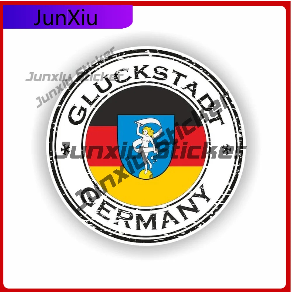 

Gluckstadt Germany Coat of Arms Seal Sticker Round Heavy Duty Exterior Decor For Door Boat UV Resistant Decoration Auto