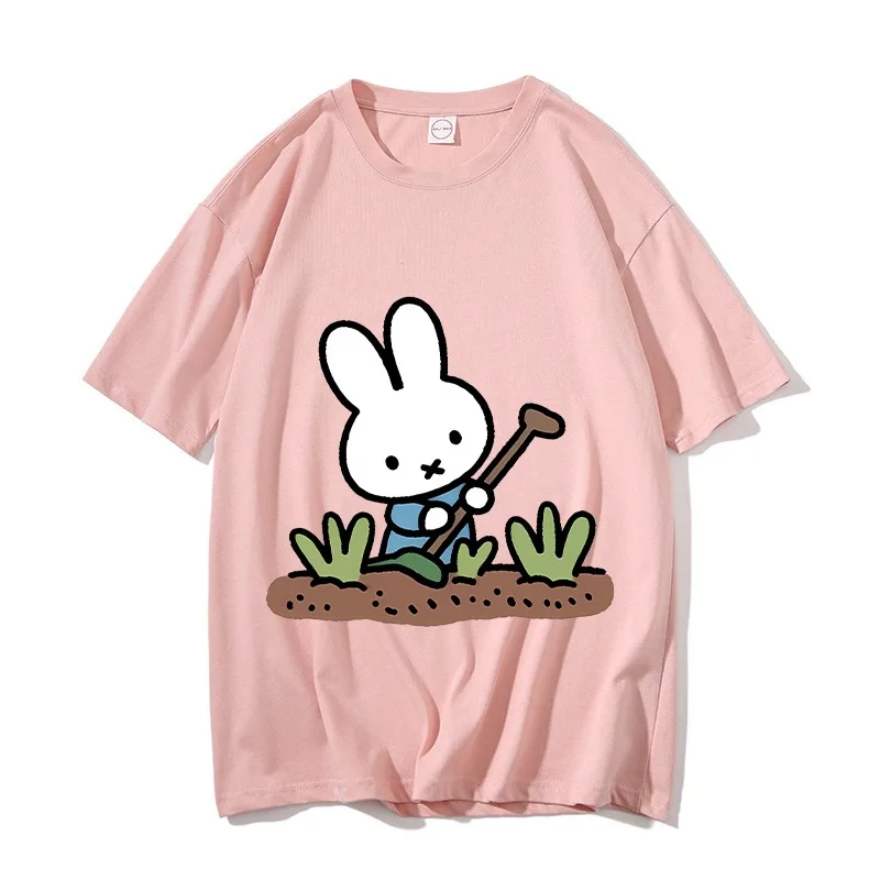 

Miffy Adult T-shirts Anime Rabbit Top Tees Fashion Cartoon Short Sleeves Summer Shirts Casual Women Men Clothes Birthday Gift