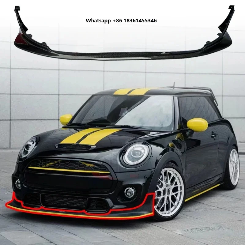 

For F56 Cooper S (JCW Front Only) 2PCS Carbon Front Bumper Lip Duck Lip Spoiler Guard Cover Body Kit