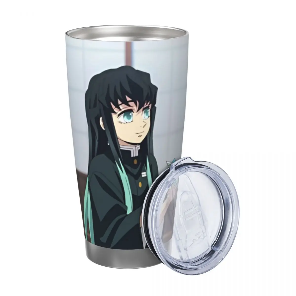 Muichiro Tokito Demon Slayer 20oz Stainless Steel Car Mug Straw Thermal Iced Travel Cup Vacuum Insulated Coffee Hot Cup