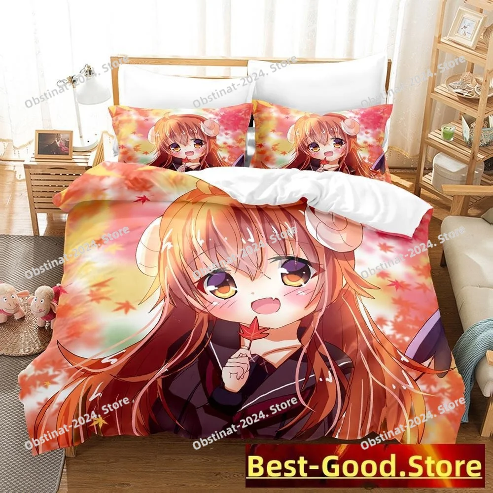 

Kawaii The Demon Girl Next Door Bedding Set Single Twin Full Queen King Size Bed Set Adult Kid Bedroom Duvetcover Sets Anime