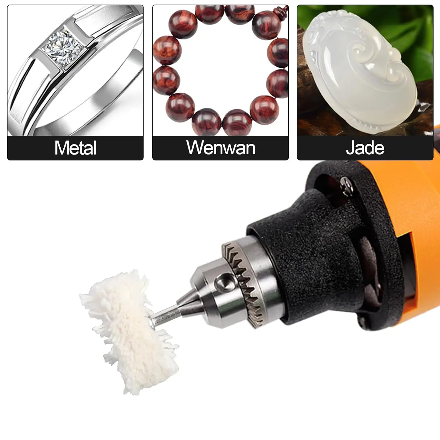 

50 Pieces 2.35mm Shank White Buffing Wheels Rotary Tool Attachments for Jewelry Metal Polishing Wholesale Pricing