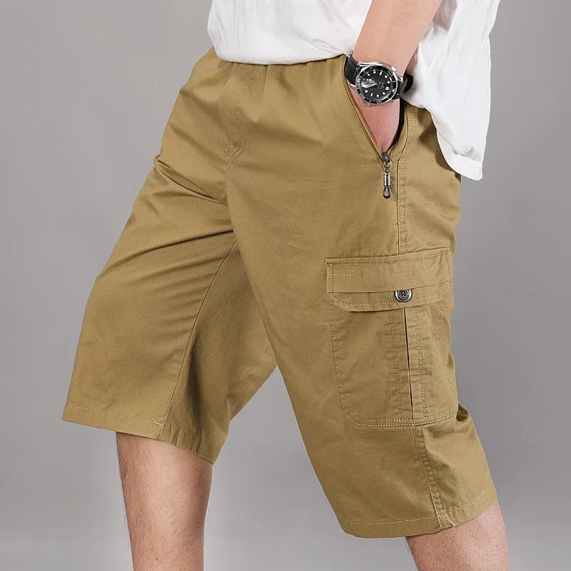 Heren Korte Broek Puur Katoenen Zakelijke Heren Loszittende Casual Effen Kleur Veelzijdige Werk Shorts