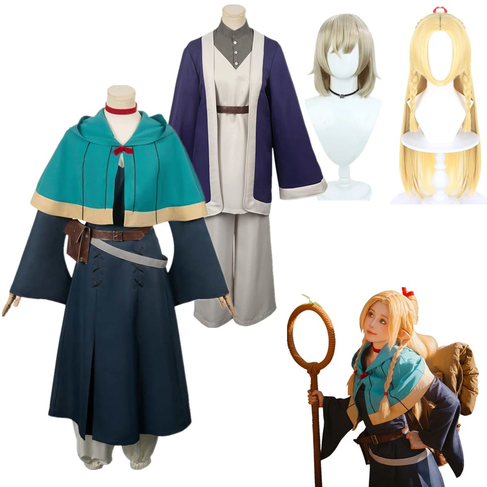 Women Halloween Delicious in Anime Dungeon Marcille Falin Cosplay Izutsumi Costume Coat Hat Wig Outfits Carnival Party Suit