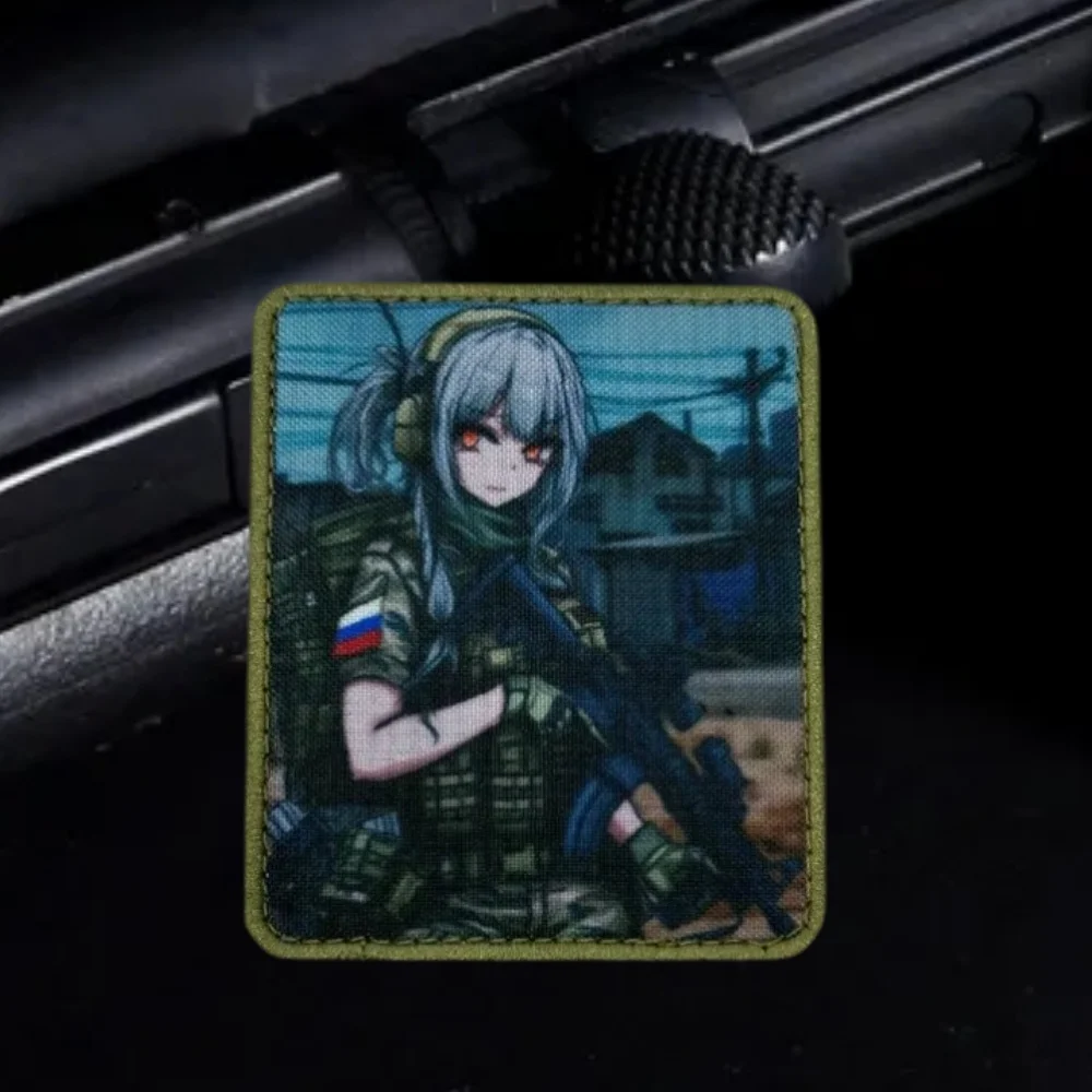 Parche táctico MOLLE soldado femenino anime – gancho y bucle - imagen 4