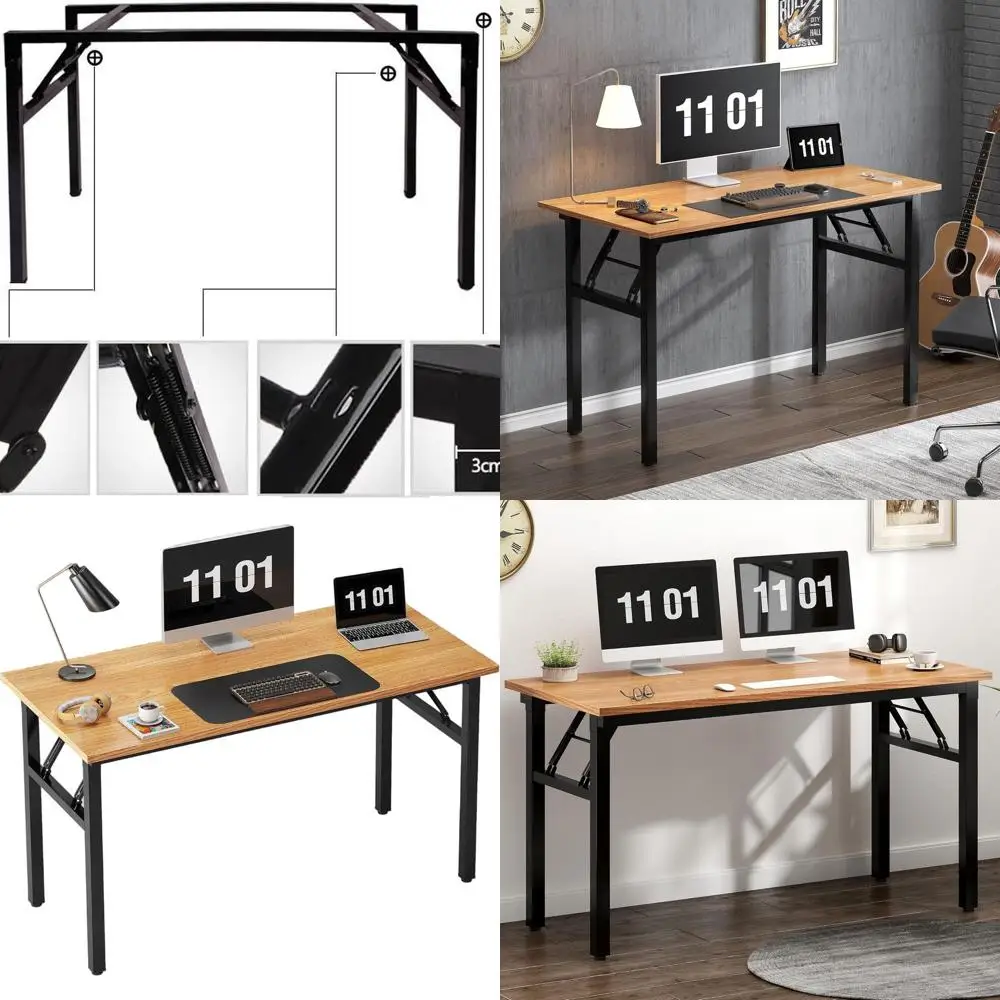 

47 Складная компьютерная рабочая станция из тикового и черного цвета, сборка не требуется