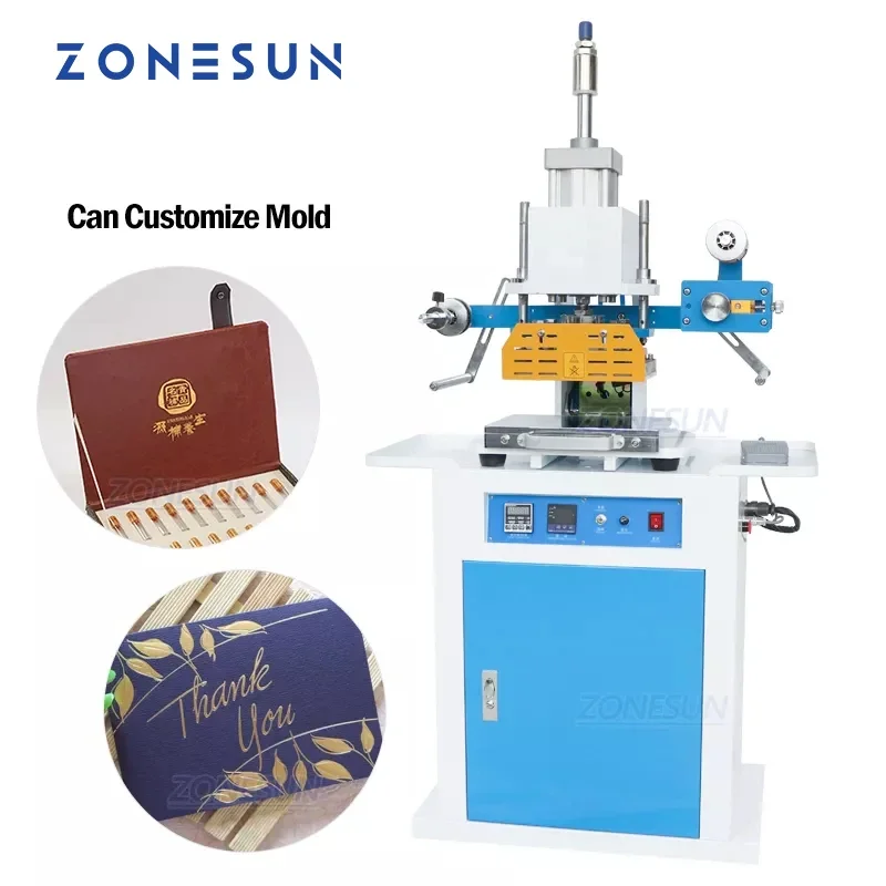 ZONESUN ZS-819C 150x230mm Pneumatic Leather LOGO Embossing Creasing Machine Cosmetics Heat Press Hot Foil Stamping Machine