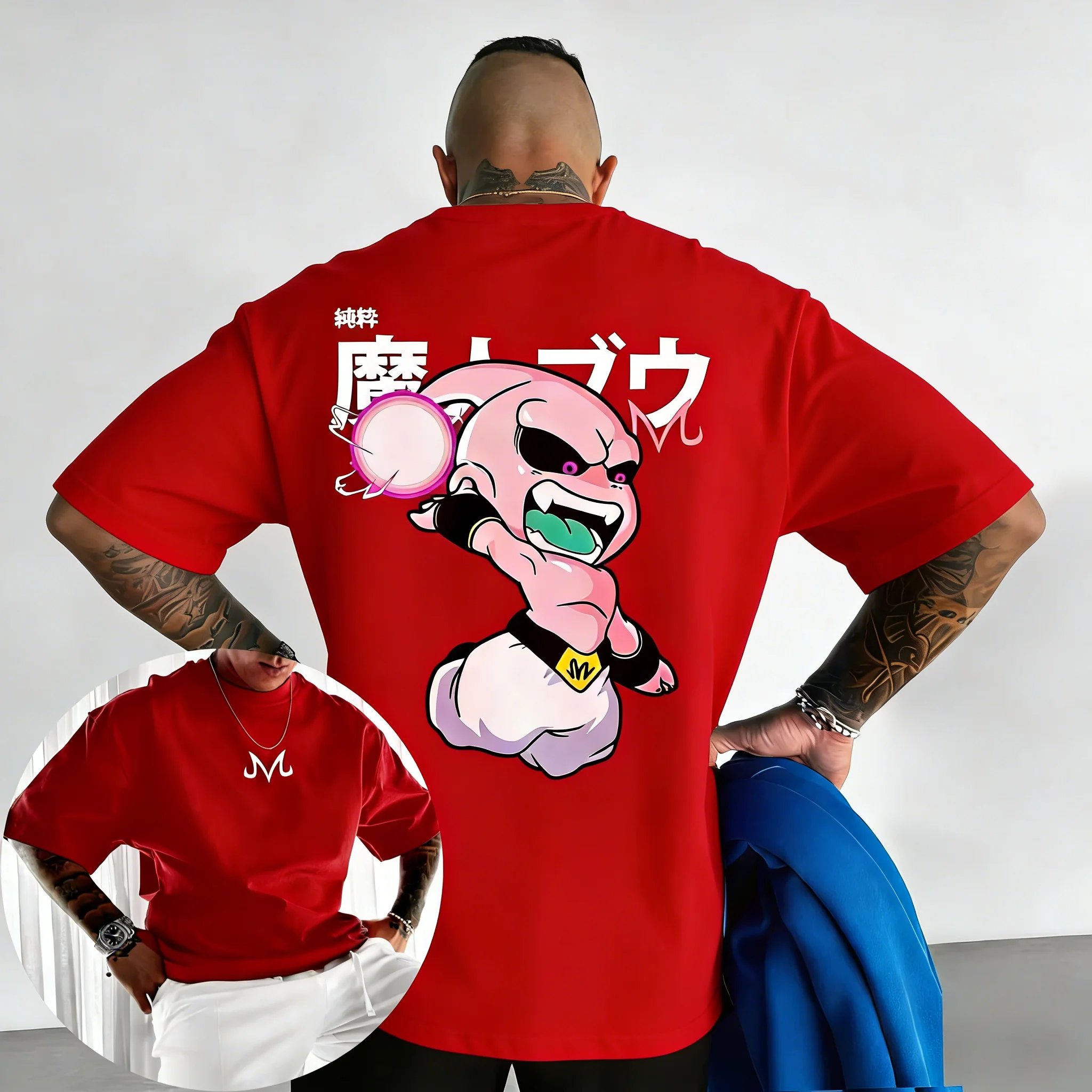 2026 New Dragon Ball Anime Cotton T-shirt Summer New Majin Buu Printed Men's and Women's Street Hip Hop Casual Short Sleeve Top image 5
