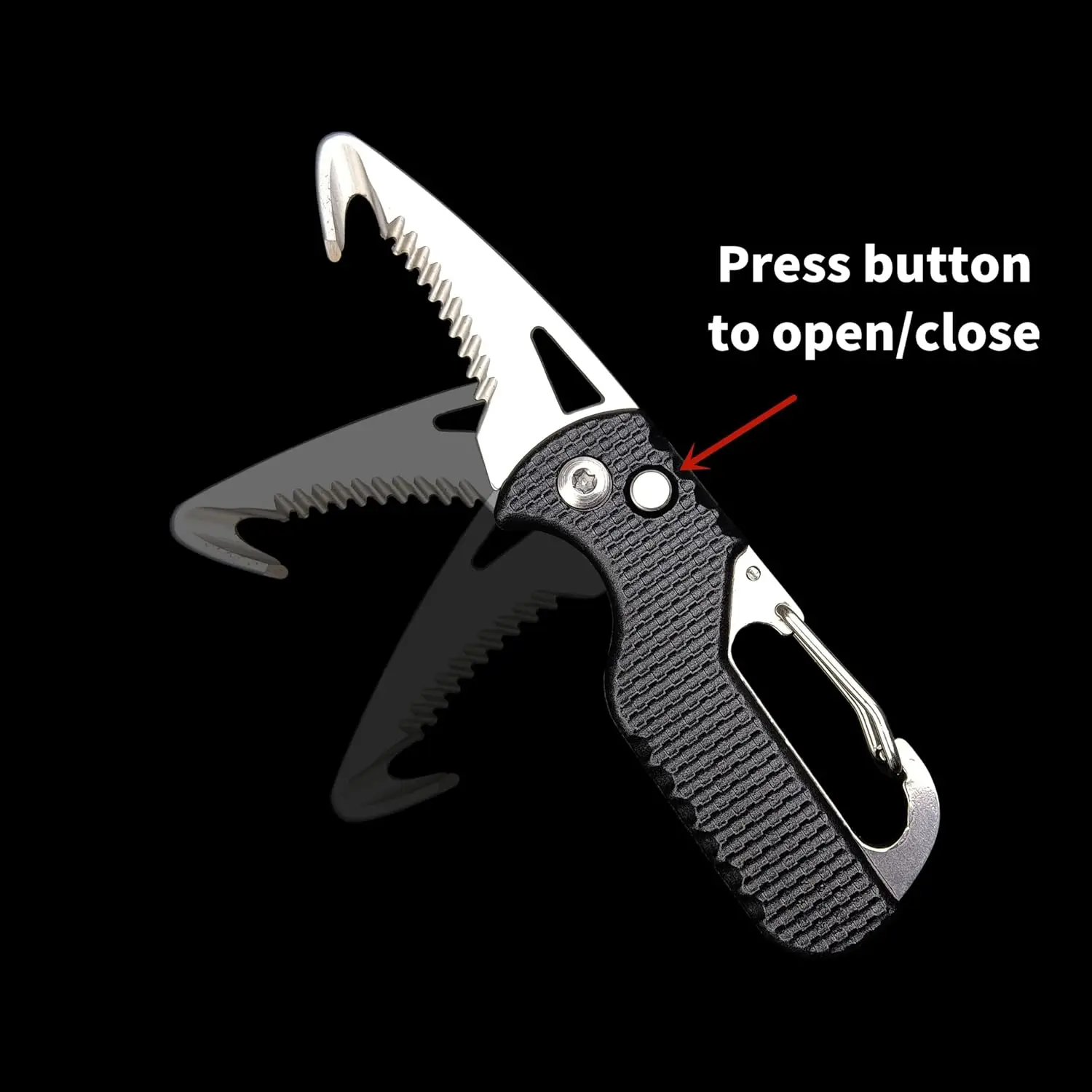 Portable Express Parcel Knife Black Blade Stainless Serrated Hook Knife For Outdoor Camping Carry-on Unpacking Folding Cutter