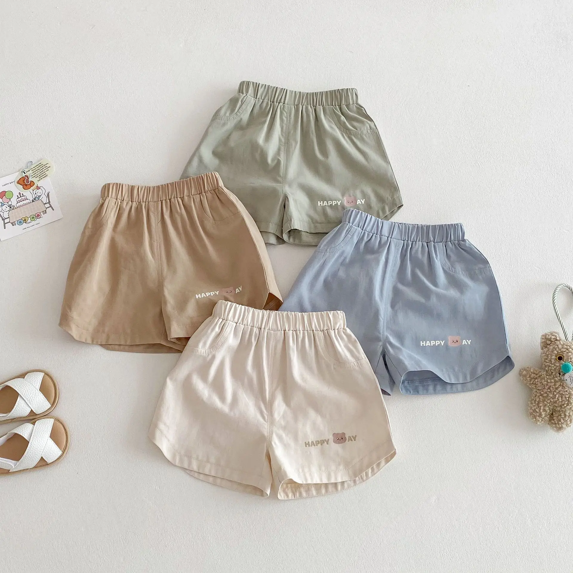 

Korean Summer 2025 Baby Children's Shorts Unisex Cartoon Bear Casual Shorts for Boys Loose Girls' Shorts Kid's Clothing 0-5Y
