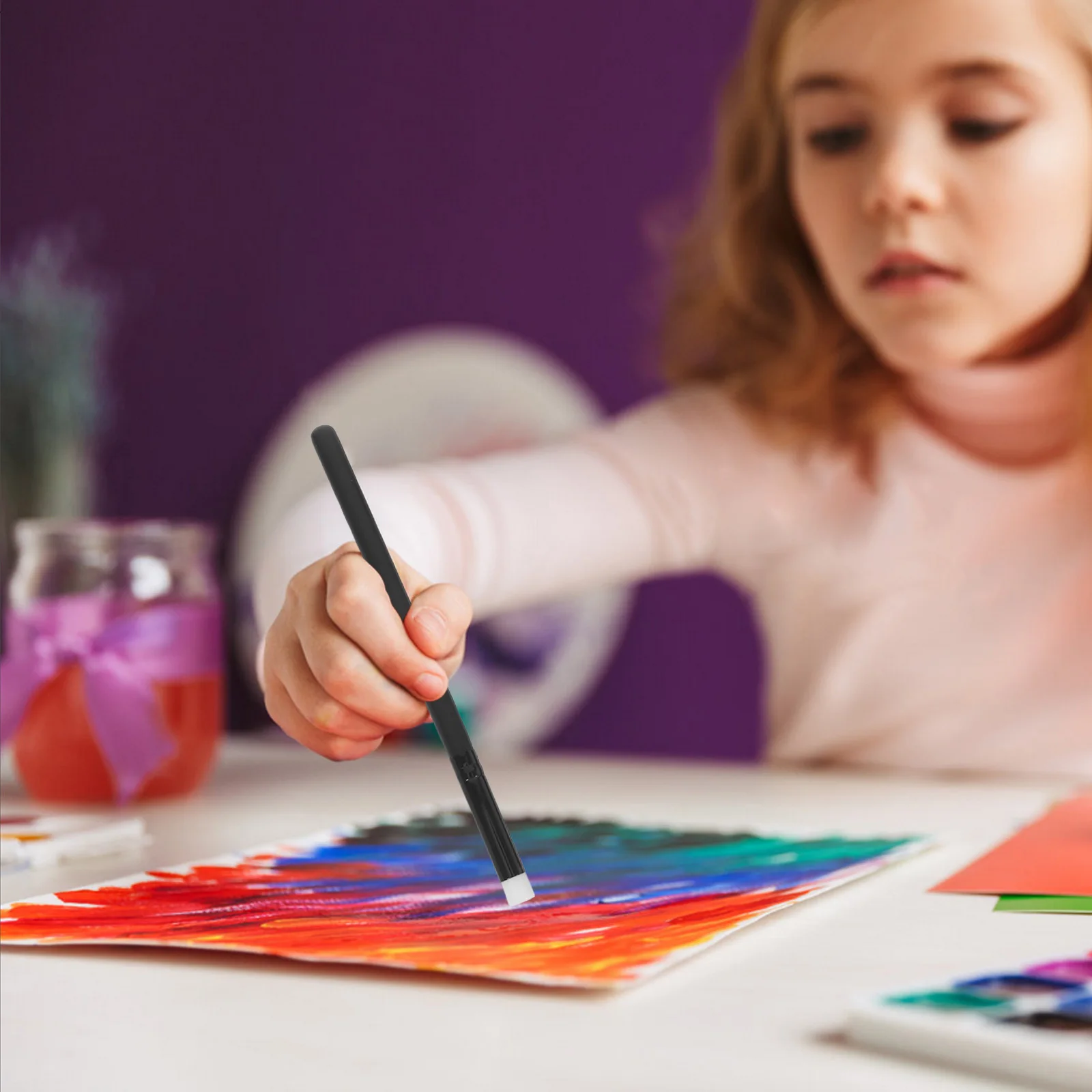 6 قطع من فرش الطلاء ذات التفاصيل المصغرة، مجموعة فرش فنية محمولة للشعر عالية الكثافة لمستلزمات الطلاء ومجموعة فرش المزج #5