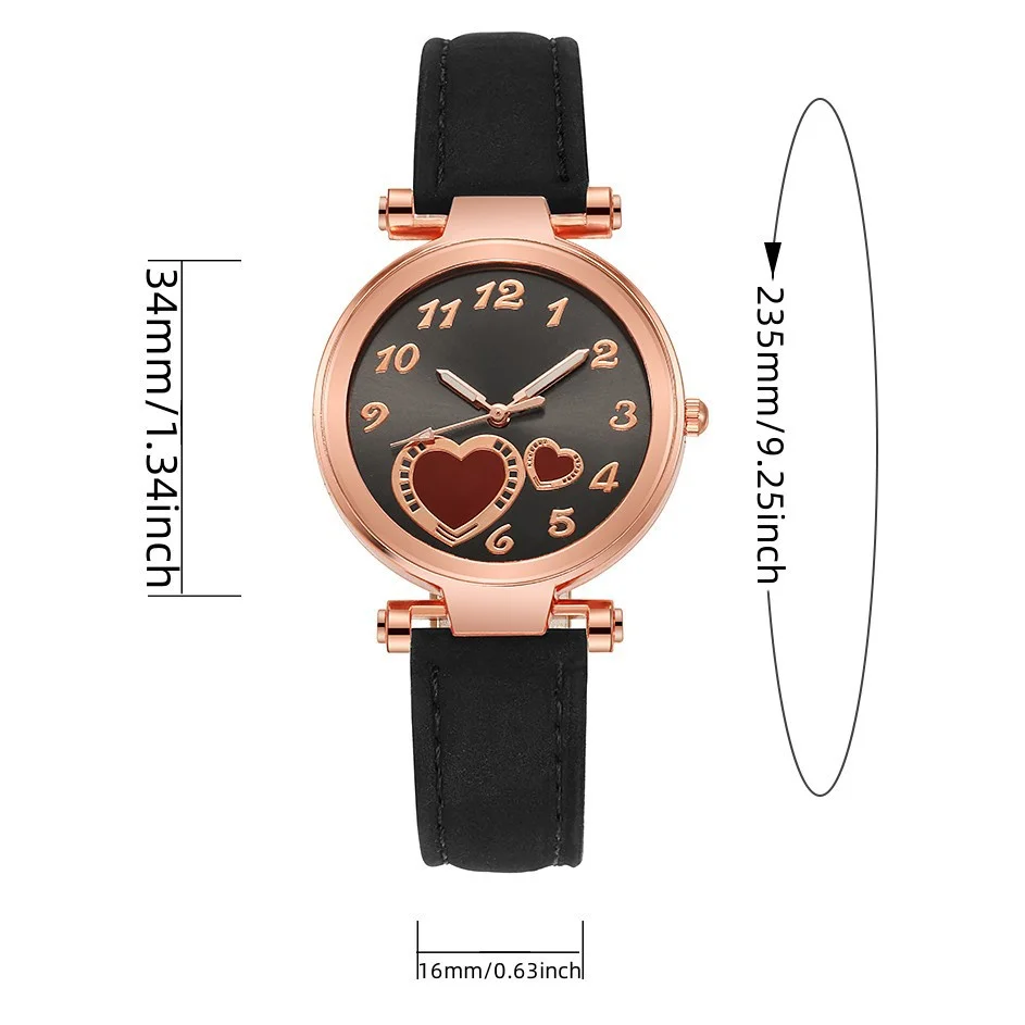 Relógio retrô simples feminino com mostrador amor, Relógios quartzo arte estudante, Moda