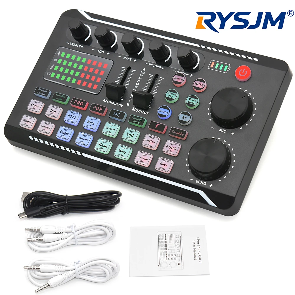 Tarjeta de Sonido F998, Micrófono, Mezclador de Sonido, Consola de Mezcla de Audio, Amplificador, Mezclador de Música en Vivo, Equipo de DJ