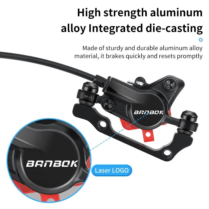 BANBOK Bike Hydraulic Disc Brake MTB 2 Piston Oil Pressure Caliper 800/1450mm Hose 160mm Rotors Aluminum Alloy Bicycle Parts