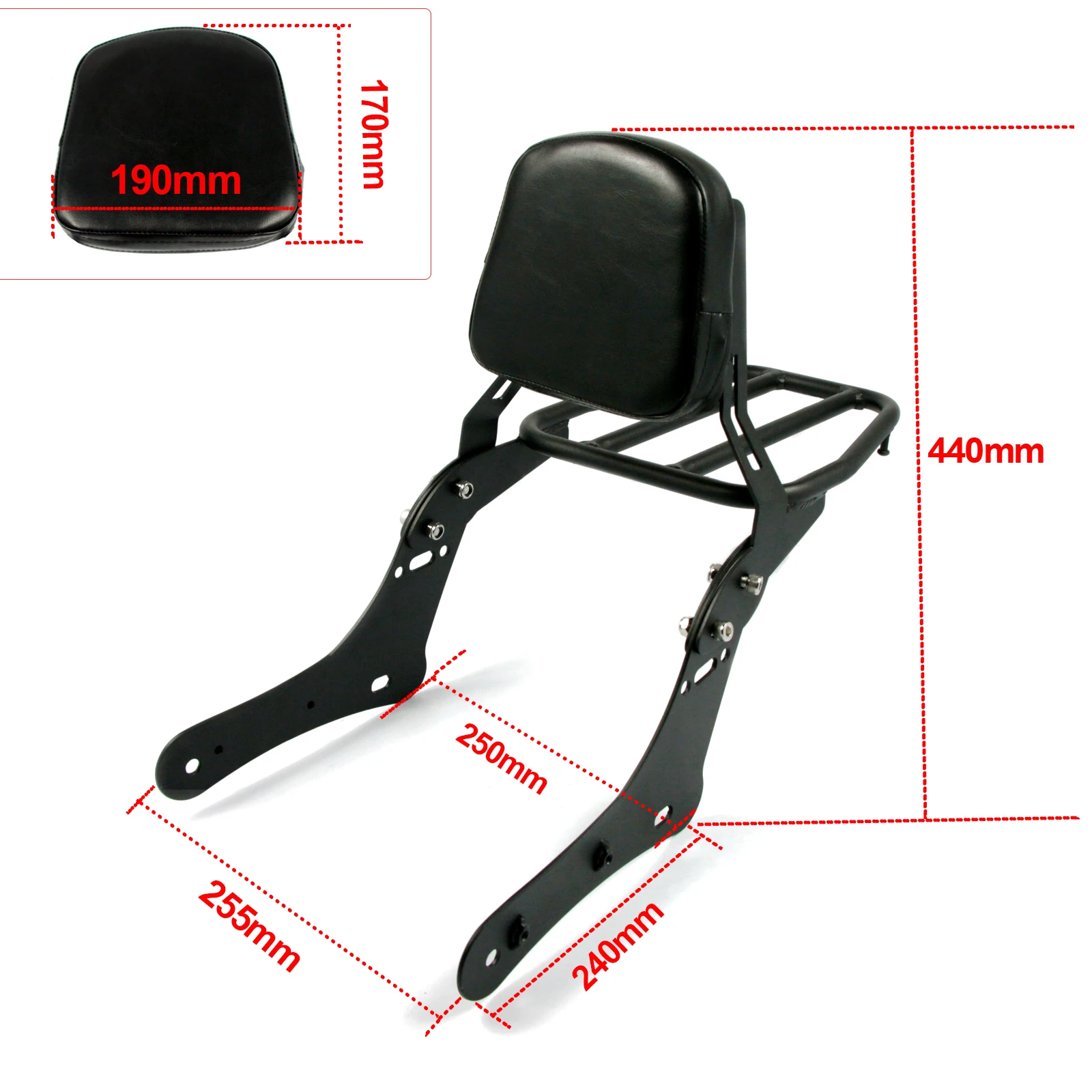 For Kawasaki Vulcan 650 S VN650 S650 EN650 2015-2023 Motorcycle Rear Detachable Passenger Sissy Bar Backrest Rear Luggage Rack