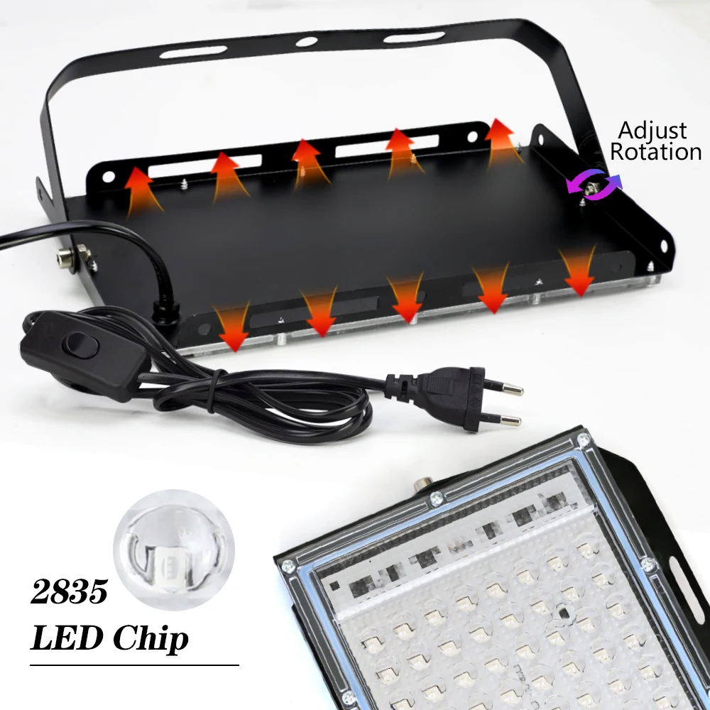 Reflector Led UV de 395nm y 400nm, lámpara ultravioleta de escenario de 220V, 50W y 100W, luz negra impermeable para fiestas y discotecas