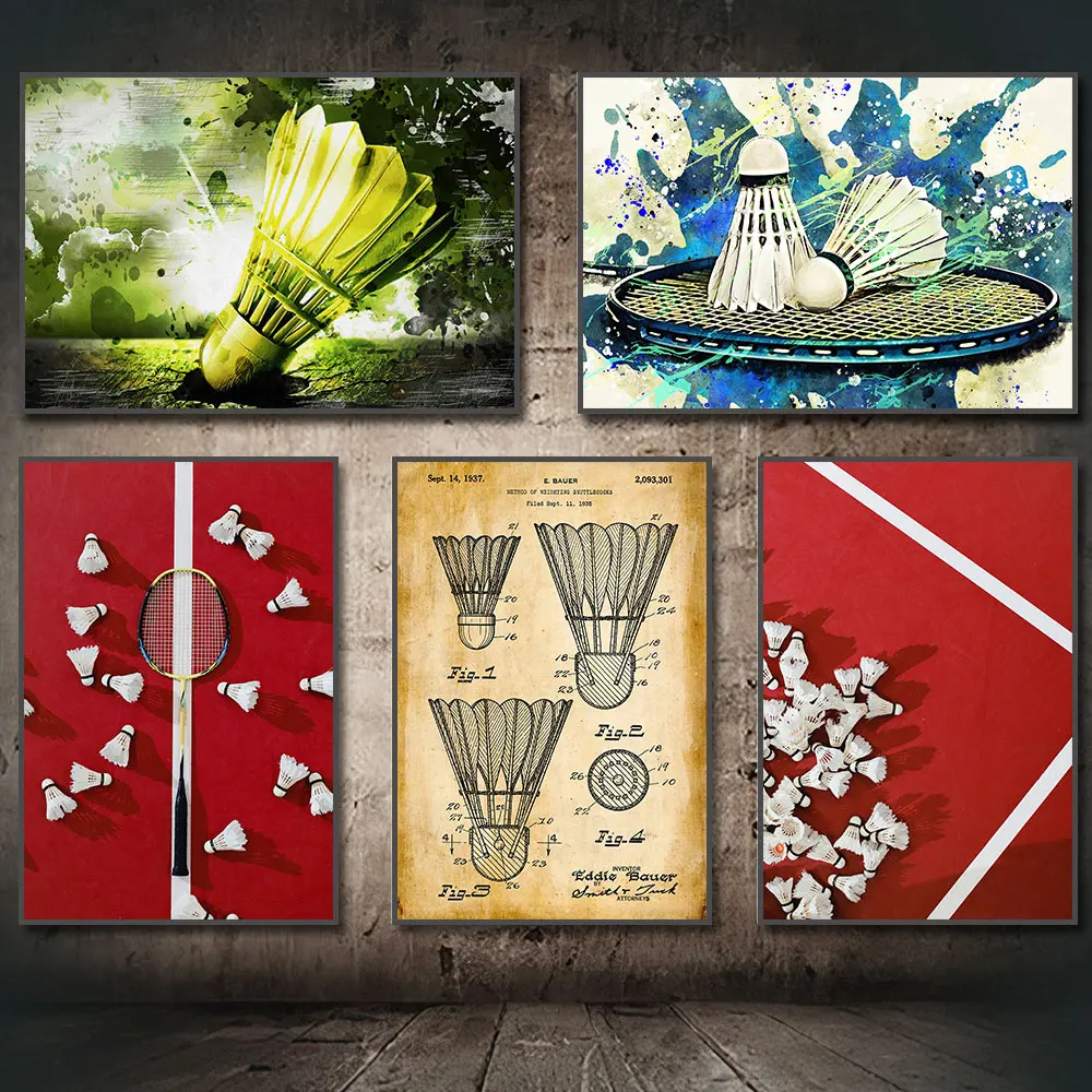 Badminton Poster Canvas Painting, Wall Art Picture, Player Gift, Hall Sports Venue, Students Hang Pictures, Bedrooms Decor