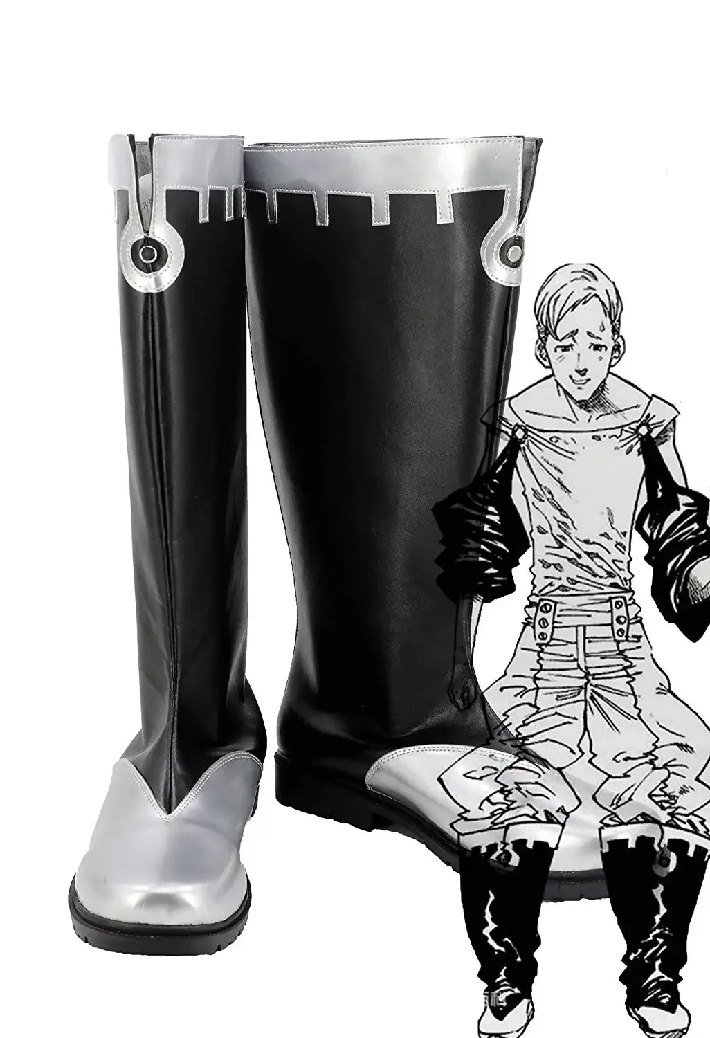 

The Seven Deadly Sins Lion's Sin of Pride Escanor Cosplay Boots Black Shoes Custom Made Any Size for Boys and Girls