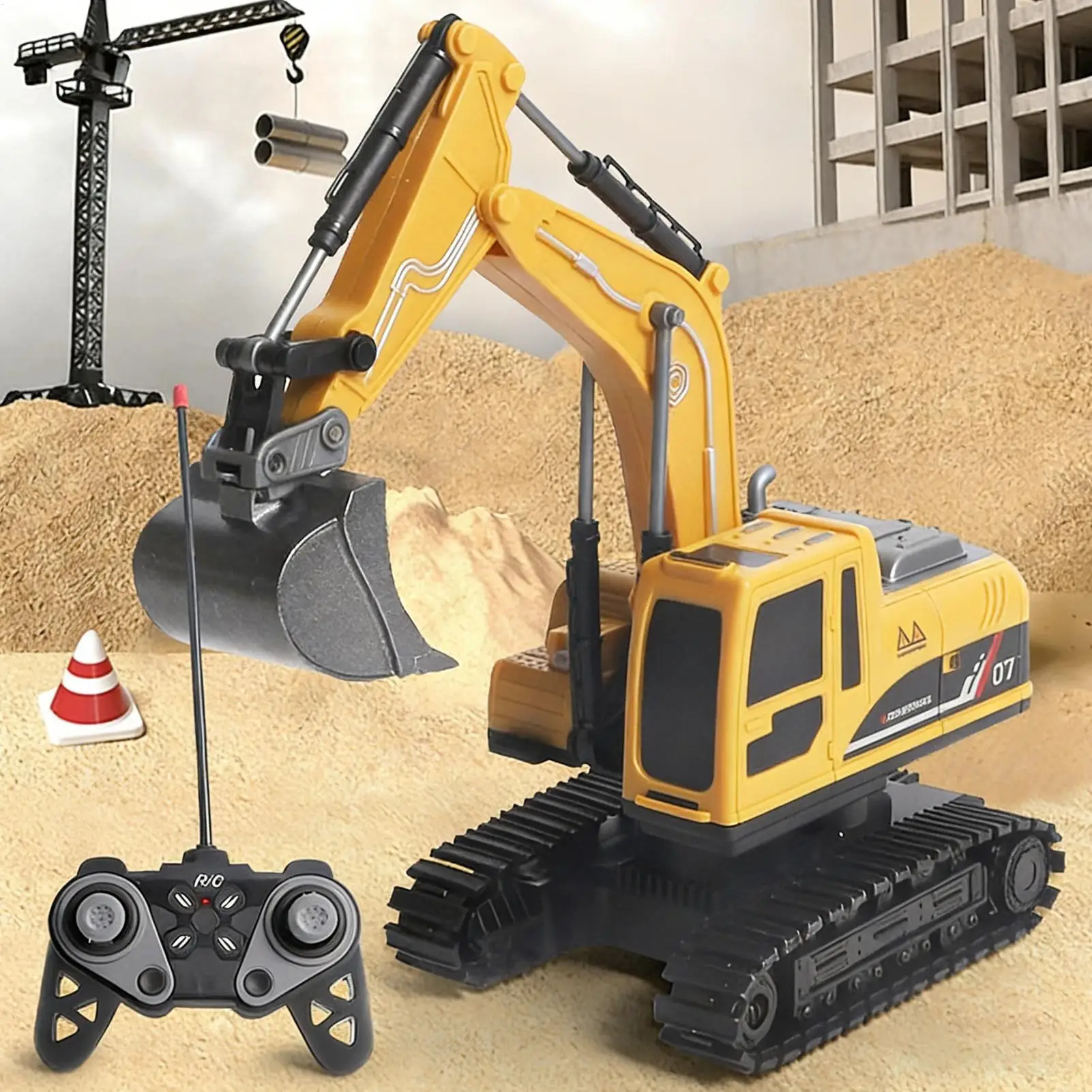 

Rechargeable Remote Control Excavator Toy Construction Truck Digger Sandbox Beach Toys for Boys Kids Children Outdoor Play