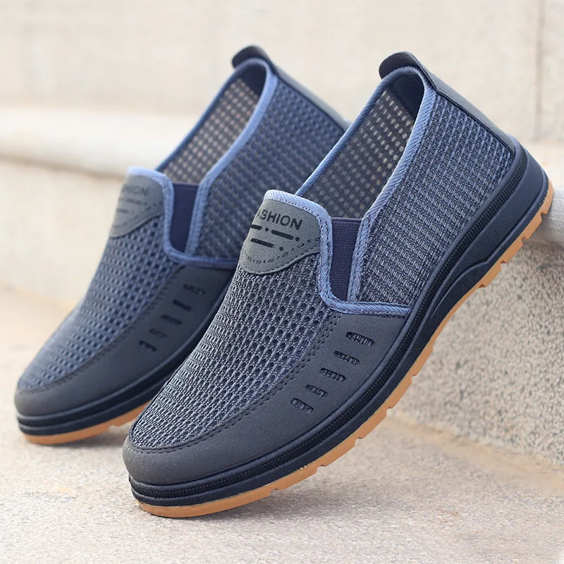 Men Casual Sports Shoes Summer Men Old Beijing Cloth Shoes Breathable Casual Dad Shoes Elderly Shoes Slip on Mesh Shoes