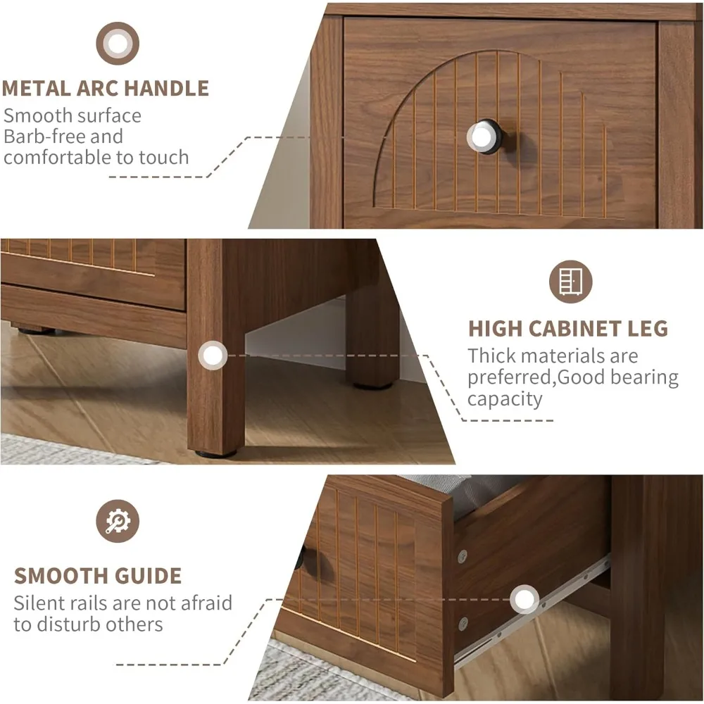 Nowoczesna komoda z 4 szufladami, wysokość 93,5 cm, z radełkowanym panelem, do przechowywania w sypialni.