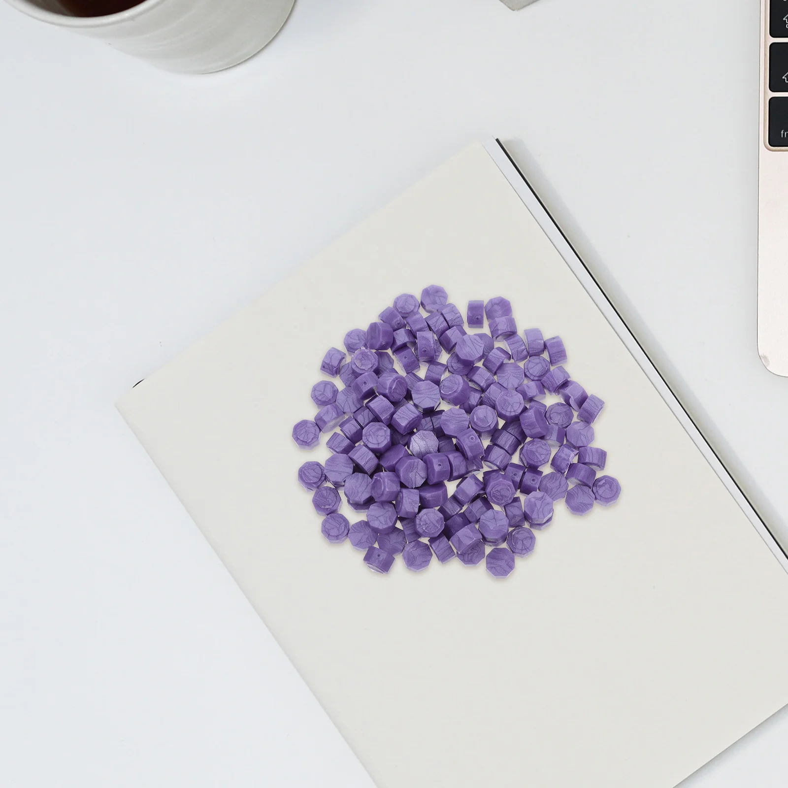 

200pcs 1 Bottle Purple Octagon Wax Seal Beads Diy Craft Wax Melt For Envelope Invitation Card Sealing Wedding Party Decor Kit