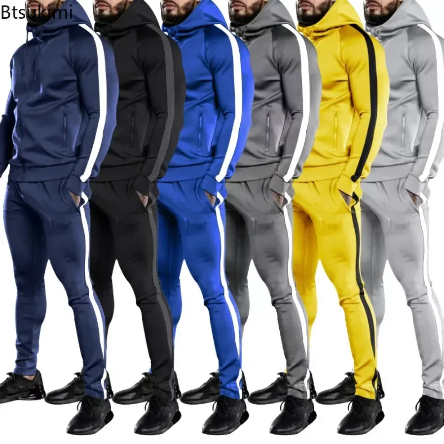 2024 Training&Jogging Wear Tracksuits Sets for Men Autumn Winter Hoodie and Pants Suit Sets Zip Up Jacket Jogger Fitness Sets